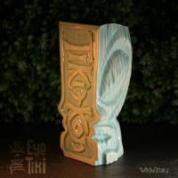 Event mug showing old tiki face and back of mug, which is adored with the Tiki Kon logo